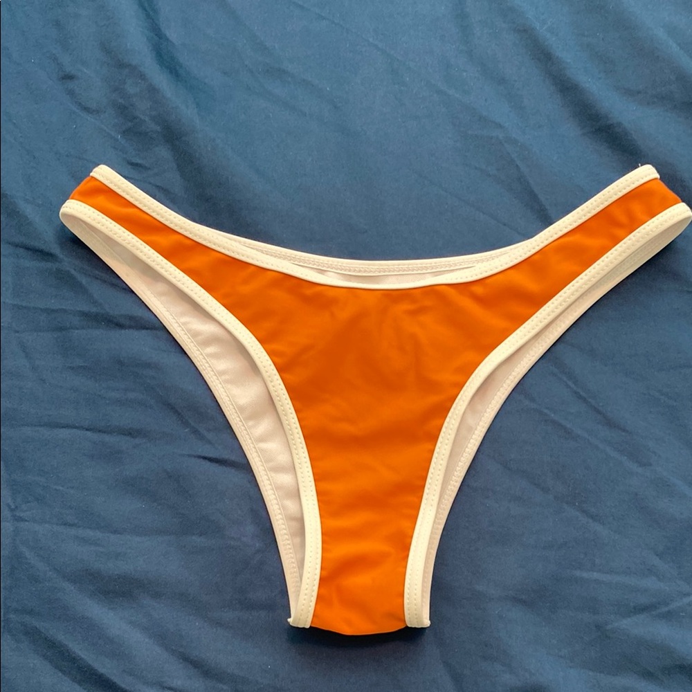 Rust orange and White Bikini Bottom